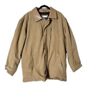 Alex Cannon Men’s Tan Wool Lined Faux‎ Suede Zip Snap Down Jacket Size Large